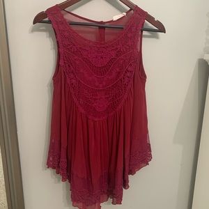 Altard State Maroon Lacy Top